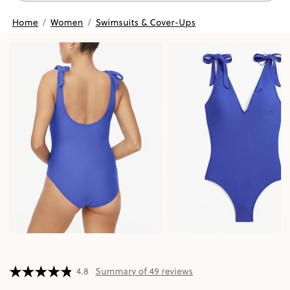 J. Crew Factory Tie Shoulder One Piece Swimsuit Blue Size 3X NWT - Picture 2 of 10